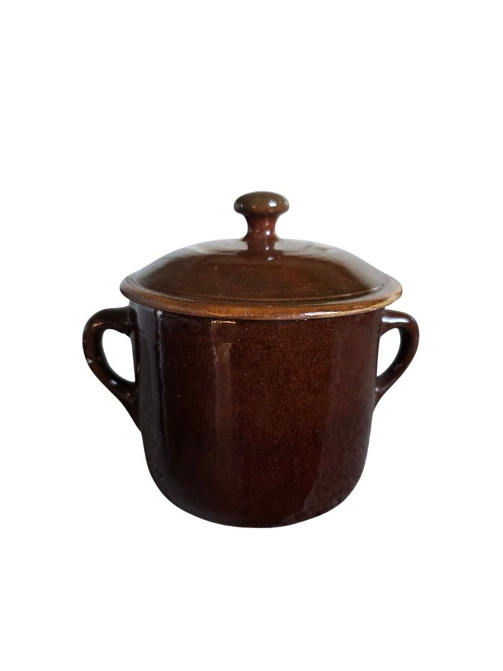 Brown Glazed Studio Ceramica Toscana Pot with Handles and Lid Colle Val D'elsa